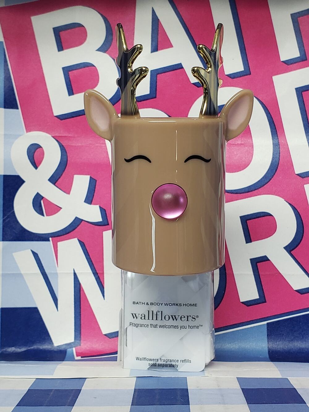 BBW Pink Gem Nosed Reindeer Fragrance Wallflower Plug In Home Scent Decor